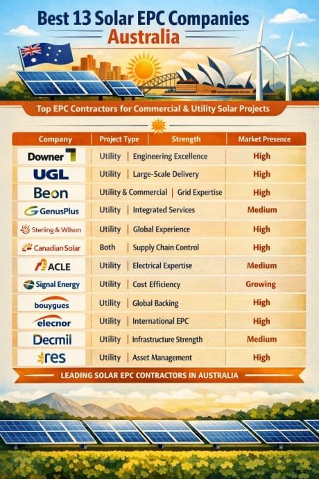 Best 13 Solar EPC Companies Australia Top EPC Contractors for Commercial & Utility Solar Projects