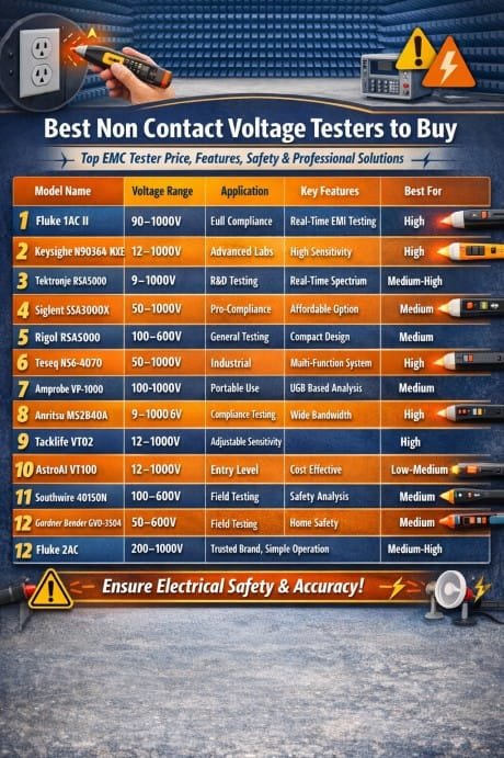 Best Non Contact Voltage Testers to Buy  Top 12 Picks for Accurate Detection, Safety & Professional Use