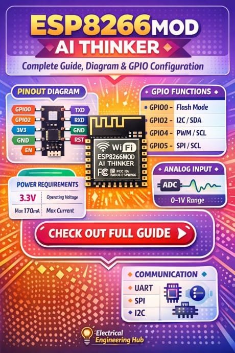 ESP8266MOD AI Thinker Pinout  Complete Guide, Diagram & GPIO Configuration