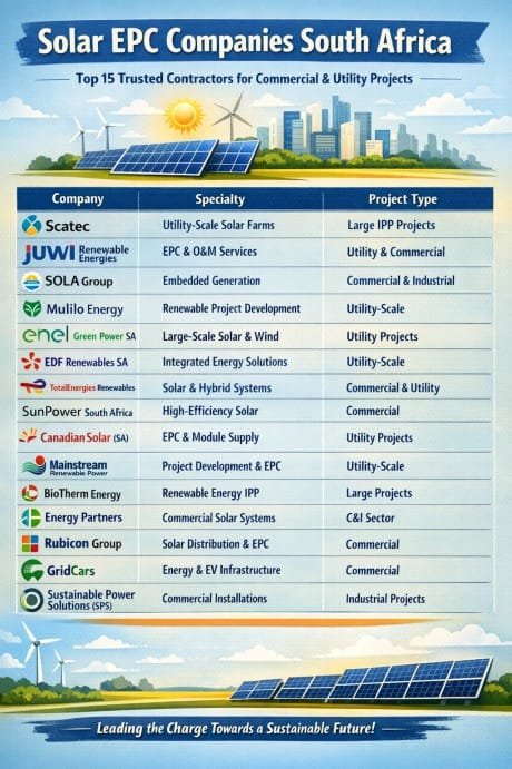 Solar EPC Companies South Africa  Top 15 Trusted Contractors for Commercial & Utility Projects