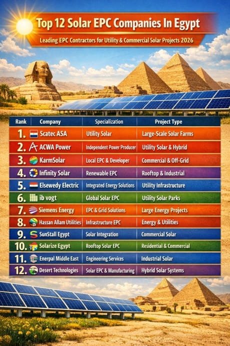 Top 12 Solar EPC Companies In Egypt Leading EPC Contractors for Utility & Commercial Solar Projects 2026