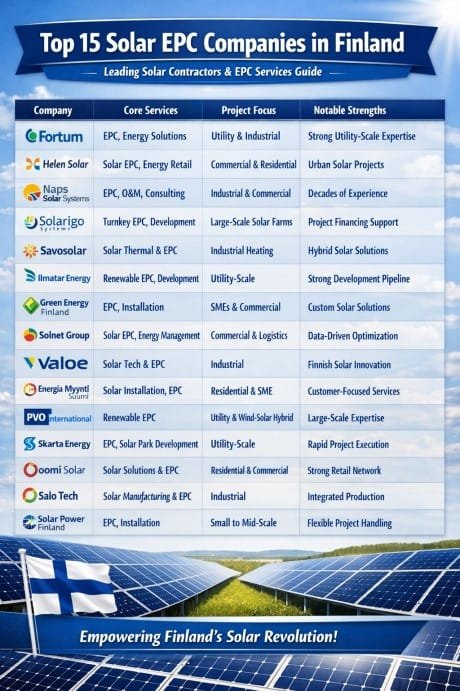 Top 15 Solar EPC Companies in Finland  Leading Solar Contractors & EPC Services Guide