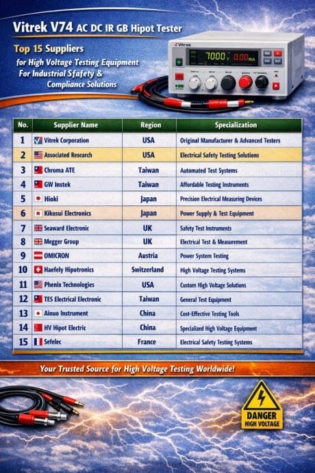 Vitrek V74 AC DC IR GB Hipot Tester Top 15 Suppliers for High Voltage Testing Equipment