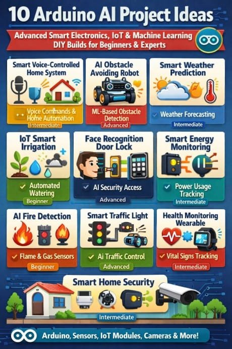 10 Arduino AI Project Ideas Advanced Smart Electronics, IoT & Machine Learning DIY Builds for Beginners & Experts