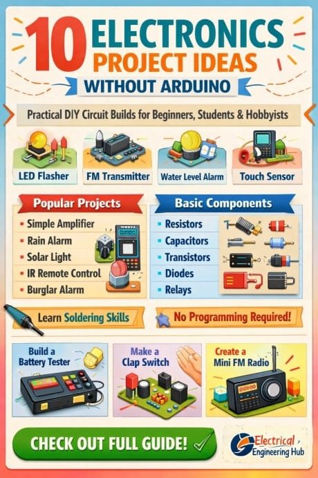 10 Electronics Project Ideas Without Arduino Practical DIY Circuit Builds for Beginners, Students & Hobbyists