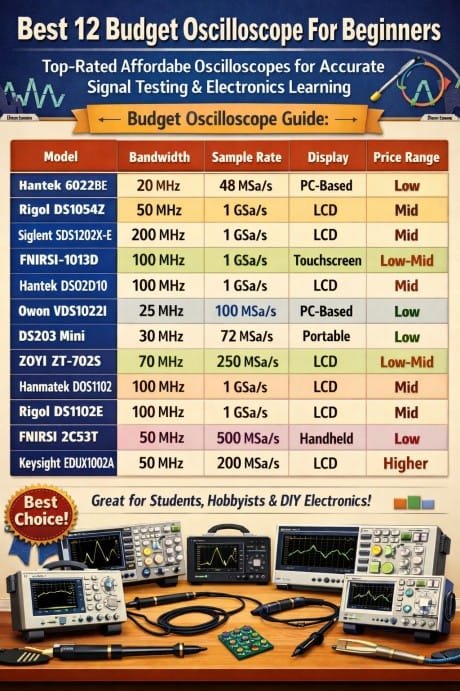 Best 12 Budget Oscilloscope For Beginners Top-Rated Affordable Oscilloscopes for Accurate Signal Testing & Electronics Learning