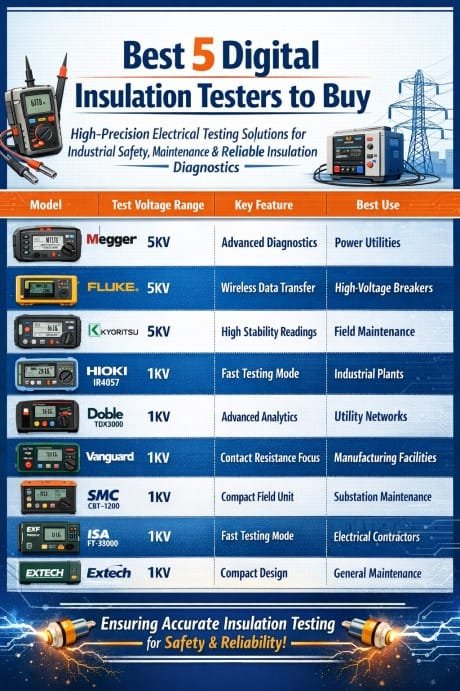 Best 5 Digital Insulation Testers to Buy High-Precision Electrical Testing Equipment for Industrial Safety, Maintenance & Reliable Insulation Diagnostics