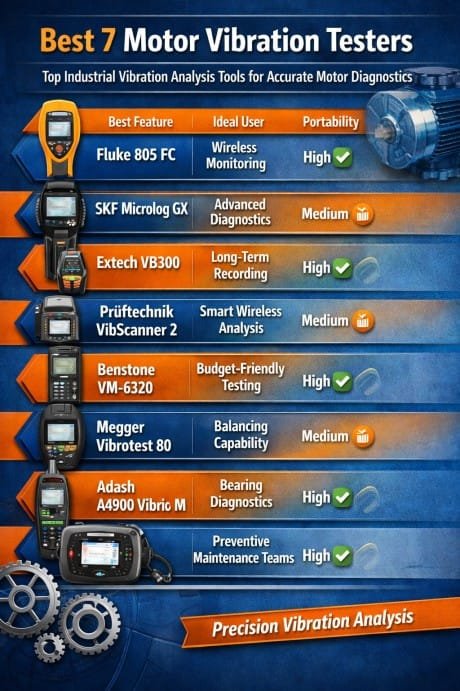 Best 7 Electric Motor Vibration Testers Top Industrial Vibration Analysis Tools for Accurate Motor Diagnostics