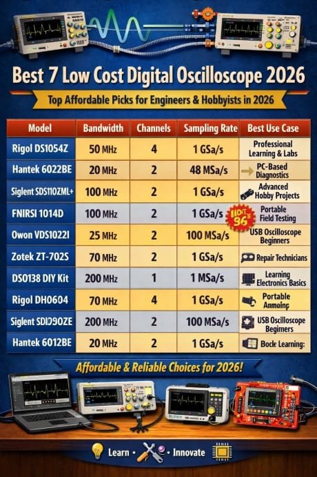 Best 7 Low Cost Digital Oscilloscope Top Affordable Picks for Engineers & Hobbyists in 2026