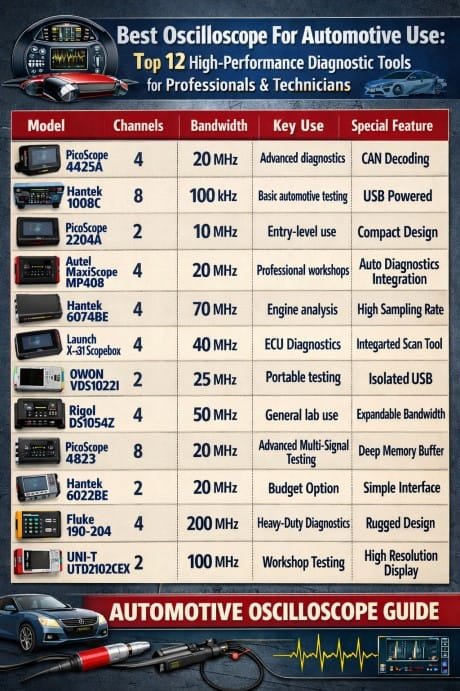 Best Oscilloscope For Automotive Use Top 12 High-Performance Diagnostic Tools for Professionals & Technicians