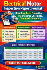 Electrical Motor Inspection Report Format Download Excel Format for Maintenance Checklist & Diagnostic Template