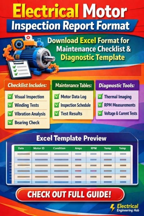 Electrical Motor Inspection Report Format Download Excel Format for Maintenance Checklist & Diagnostic Template