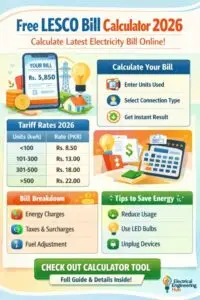 Free LESCO Bill Calculator 2026 – Calculate Latest Electricity Bill Online with Updated Tariff Rates