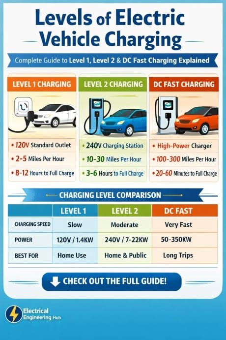 Levels Of Electric Vehicle Charging Complete Guide to Level 1, Level 2 & DC Fast Charging Explained