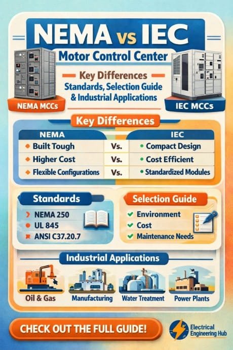 NEMA vs IEC Motor Control Center: Important Differences, Standards, Selection Guide & Industrial Applications 9 NEMA vs IEC Motor Control Center Key Differences, Standards, Selection Guide & Industrial Applications
