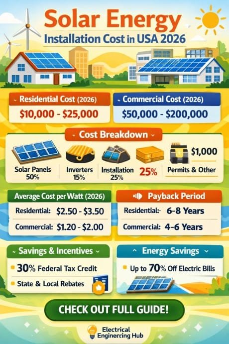 Solar Energy Installation Cost in USA 2026 Complete Residential & Commercial Pricing Guide
