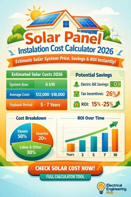 Solar Panel Installation Cost Calculator 2026 Estimate Solar System Price, Savings & ROI Instantly
