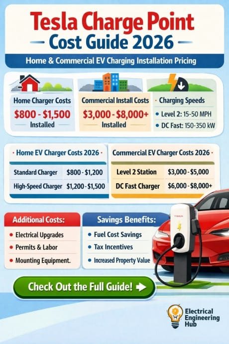 Tesla Charge Point Cost Guide 2026  Home & Commercial EV Charging Installation Pricing