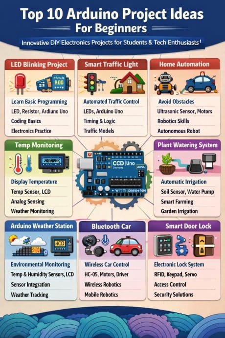 Top 10 Arduino Project Ideas For Beginners Innovative DIY Electronics Projects for Students & Tech Enthusiasts