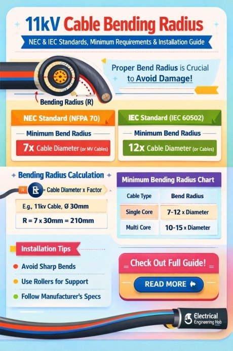 11kV Cable Bending Radius  NEC & IEC Standards, Minimum Requirements, Calculations and Installation Guide
