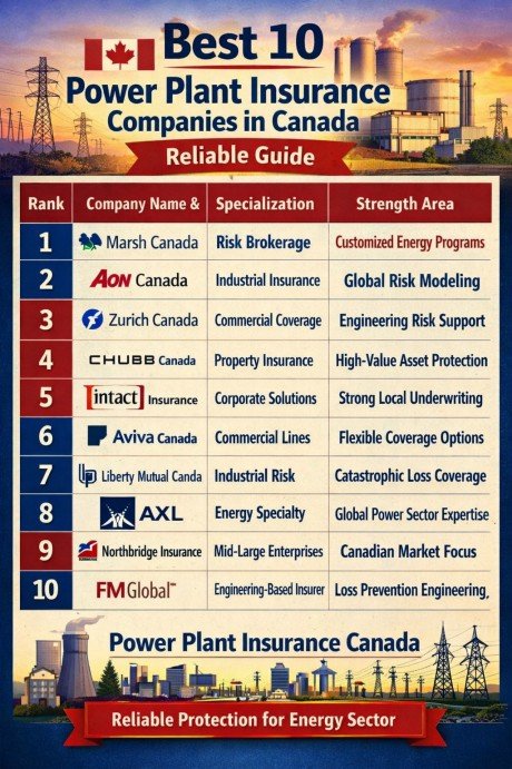 Best 10 Power Plant Insurance Companies in Canada Reliable Guide