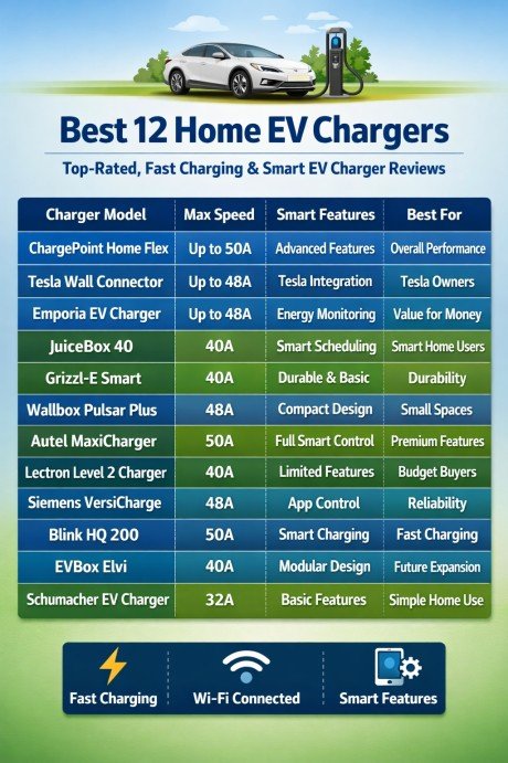 Best 12 Electric Car Charger for Home Use – Top-Rated, Fast Charging & Smart EV Charger Reviews