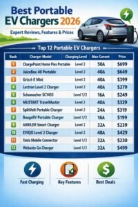 Home 8 Best 12 Portable EV Chargers in 2026 Expert Reviews, Features, Prices & Buying Guide
