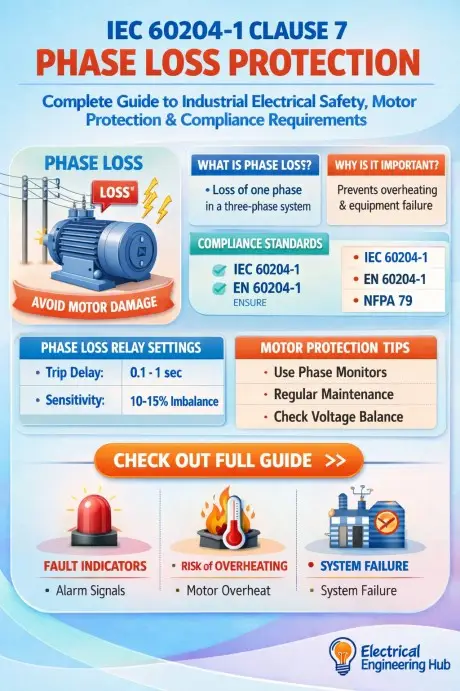 IEC 60204-1 Clause 7 Phase Loss Protection Complete Guide to Industrial Electrical Safety, Motor Protection & Compliance Requirements