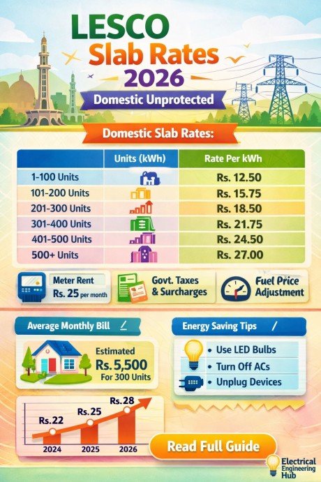 LESCO Slab Rates 2026 Domestic Unprotected