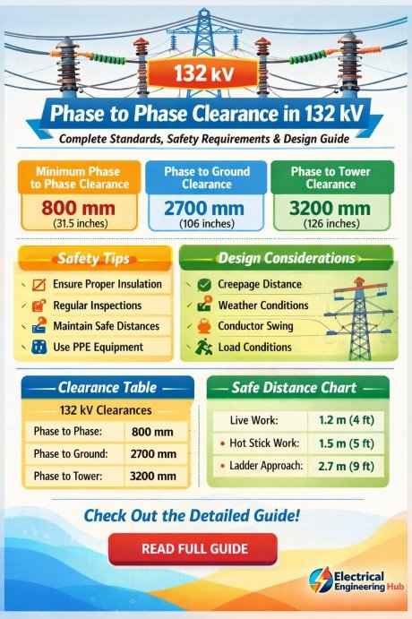 Phase to Phase Clearance in 132 kV – Complete Standards, Safety Requirements & Design Guide