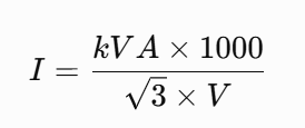 How to Calculate Bus Size Connected to a Transformer 2 Basic Formula for Busbar Current Calculation