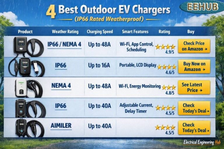 4 Best Outdoor EV Chargers (IP66 Rated Weatherproof)