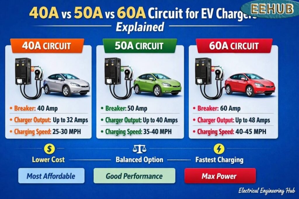 40A vs 50A vs 60A Circuit for EV Chargers Explained
