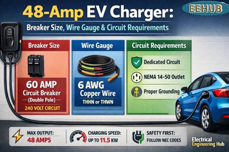48-Amp EV Charger Breaker Size, Wire Gauge & Circuit Requirements