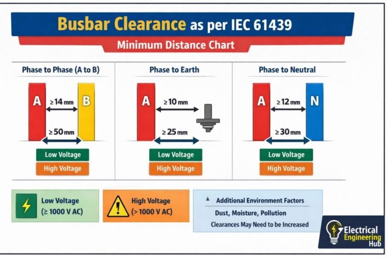 Busbar Clearance as per IEC 61439 Minimum Distance Chart
