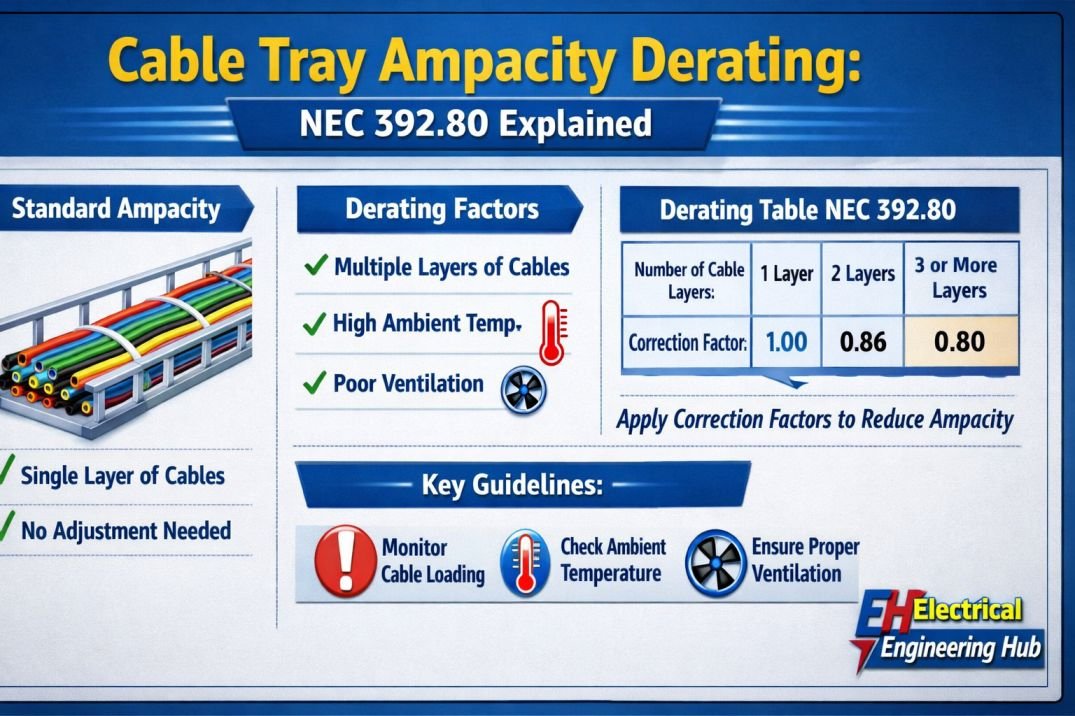 Derating Factor Electrical Code Cable Tray Ampacity Derating: NEC 392.80 Explained : Electrical ...