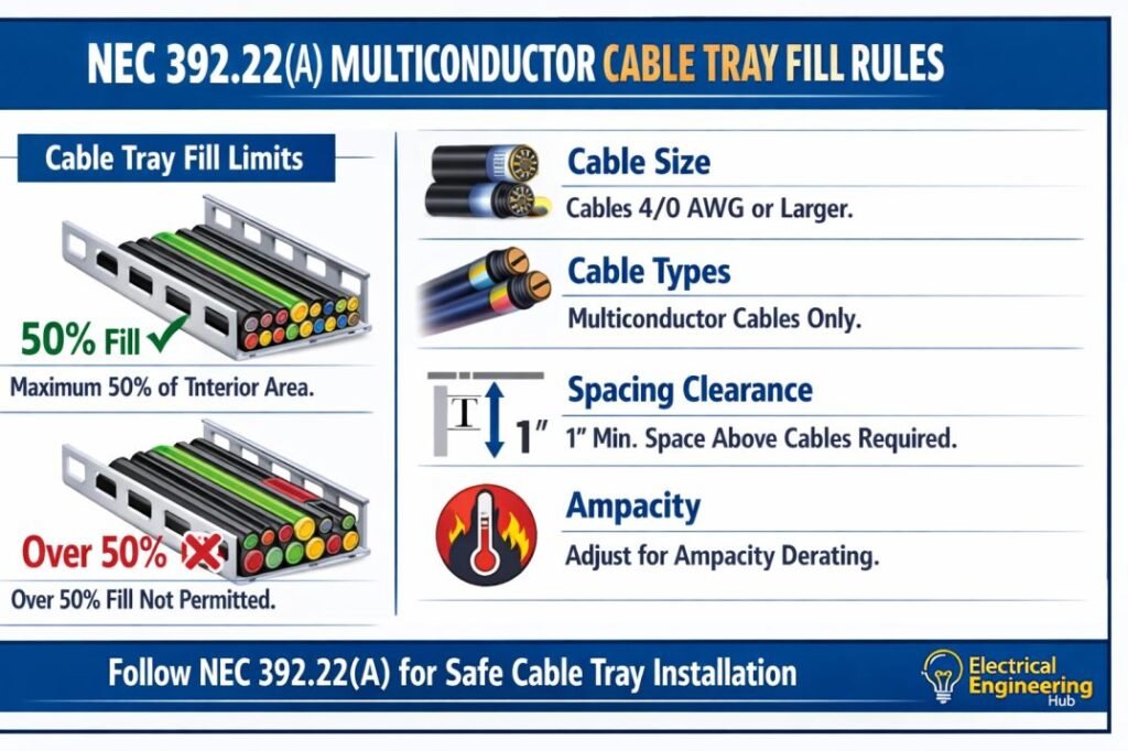 NEC 392.22(A) Multiconductor Cable Tray Fill Rules
