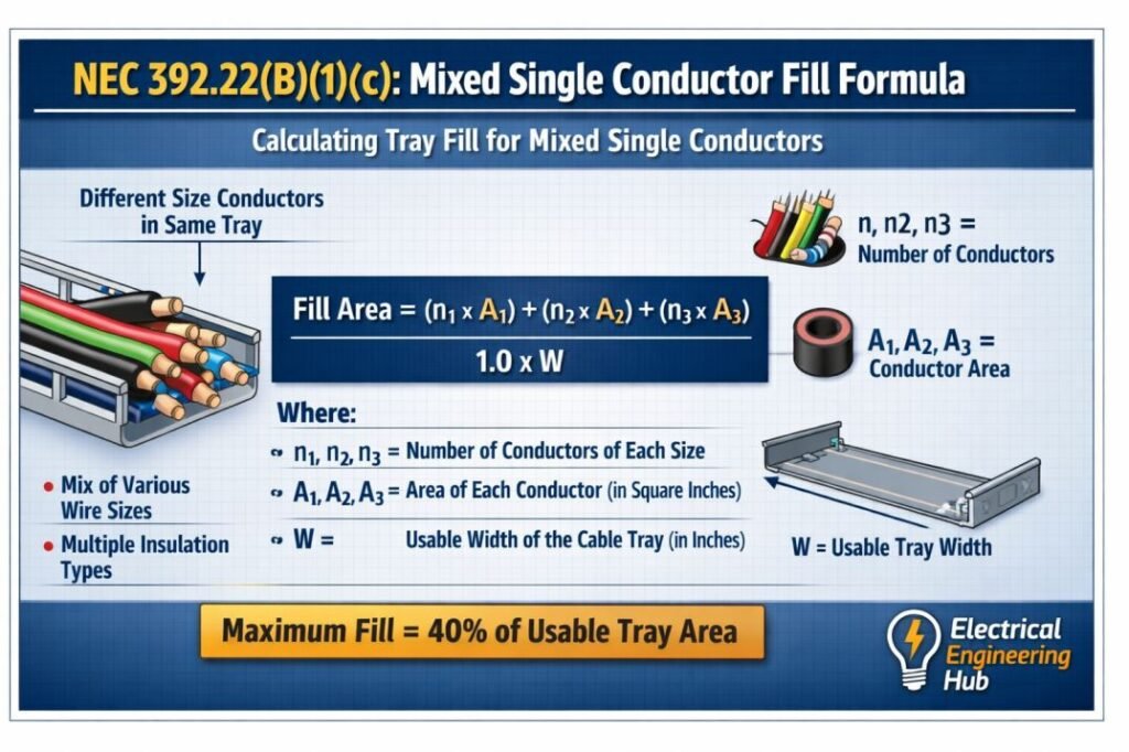 NEC 392.22(B)(1)(c) Mixed Single Conductor Fill Formula