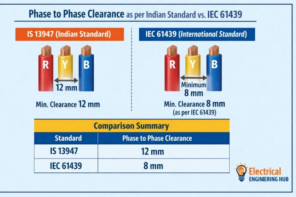 Phase to Phase Clearance as per Indian Standard vs. IEC 61439