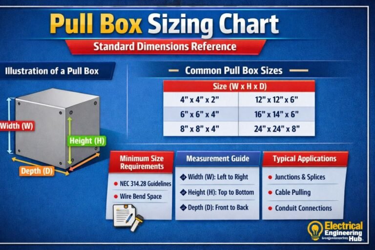 Pull Box Sizing Chart Standard Dimensions Reference