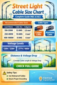 Street Light Cable Size Chart Complete Guide (NEC & IEC)