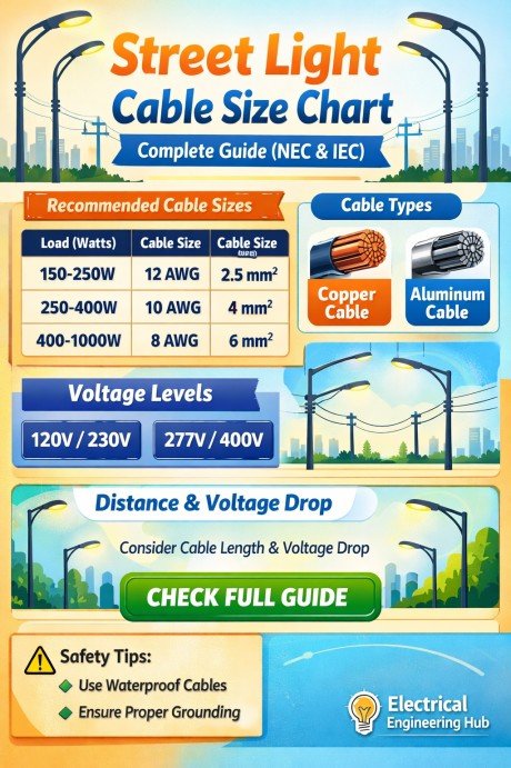 Street Light Cable Size Chart: Complete Guide (NEC & IEC) 1 Street Light Cable Size Chart Complete Guide (NEC & IEC)