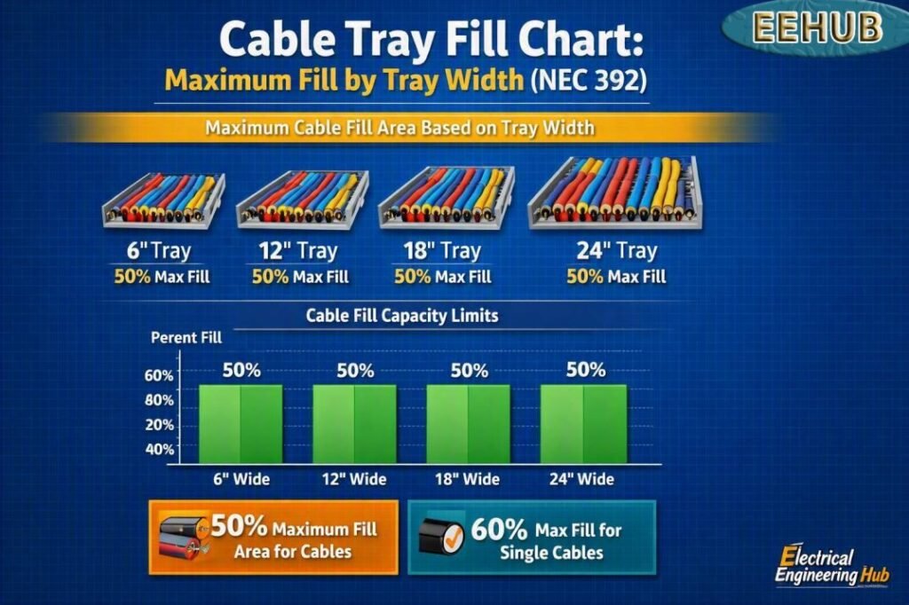 Cable Tray Fill Chart Maximum Fill by Tray Width (NEC 392)