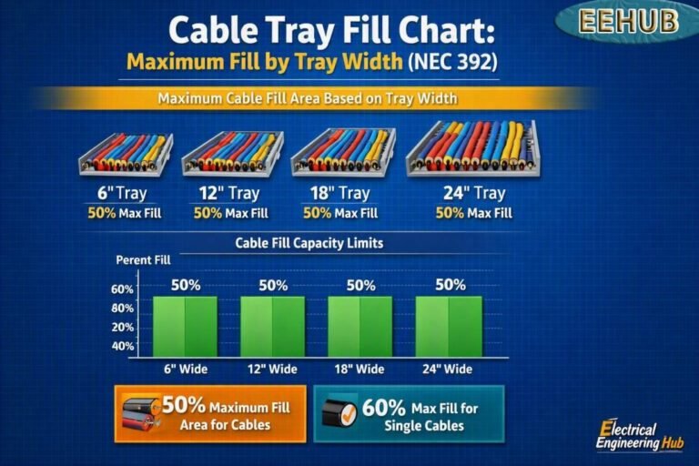 Cable Tray Fill Chart: Maximum Fill by Tray Width (NEC 392) 4 Cable Tray Fill Chart Maximum Fill by Tray Width (NEC 392)