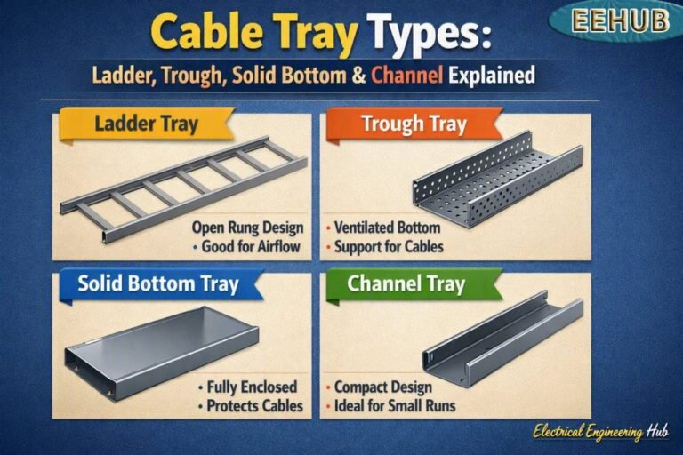 Cable Tray Types: Ladder, Trough, Solid Bottom & Channel Explained 3 Cable Tray Types Ladder, Trough, Solid Bottom & Channel Explained