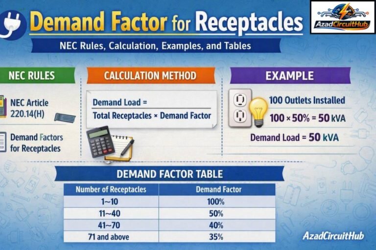Demand Factor for Receptacles NEC Rules, Calculation, Examples, and Tables
