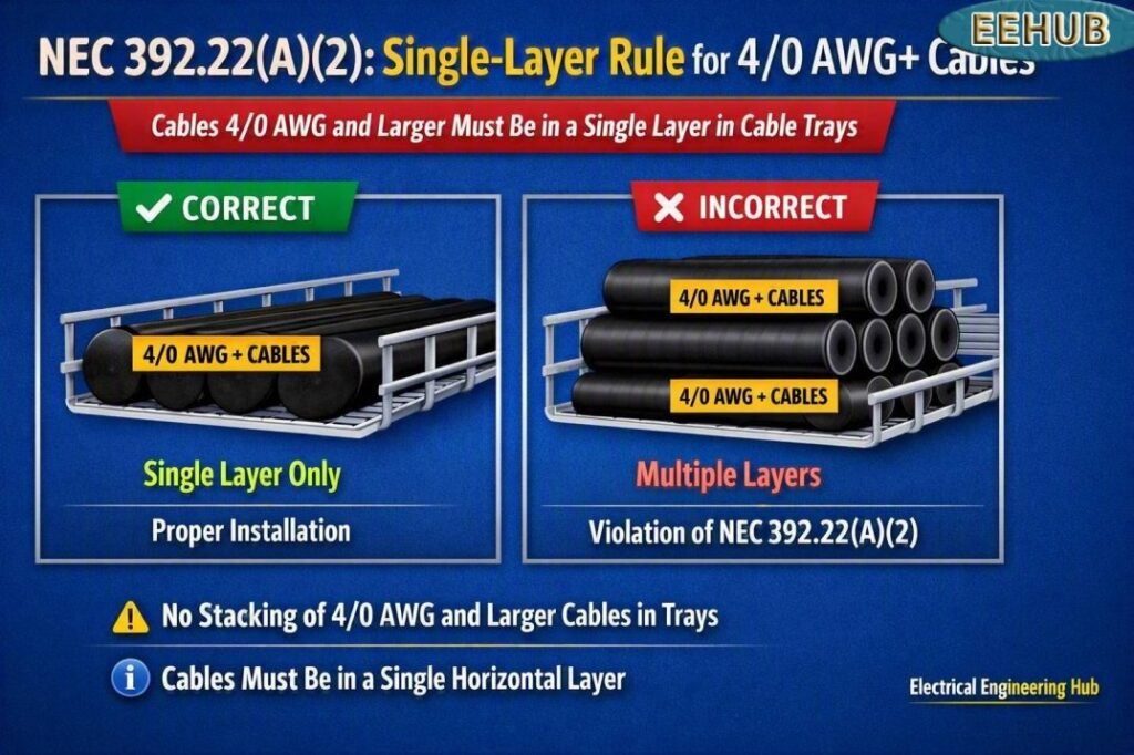 NEC 392.22(A)(2) Single-Layer Rule for 40 AWG+ Cables