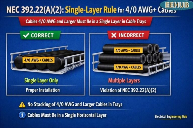 NEC 392.22(A)(2): Single-Layer Rule for 4/0 AWG+ Cables 8 NEC 392.22(A)(2) Single-Layer Rule for 40 AWG+ Cables