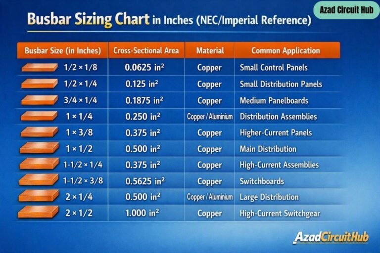 Busbar Sizing Chart in Inches (NEC/Imperial Reference)