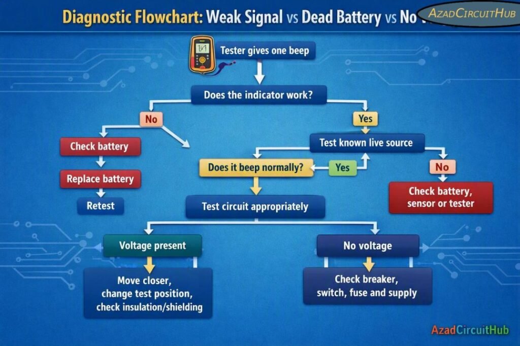 Diagnostic Flowchart Weak Signal vs Dead Battery vs No Voltage